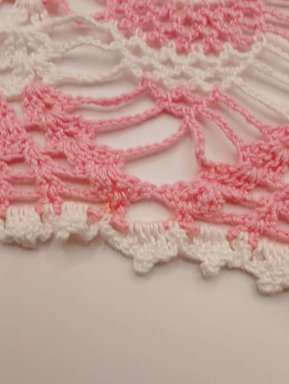 Handmade Pink & White Crochet Doily 20